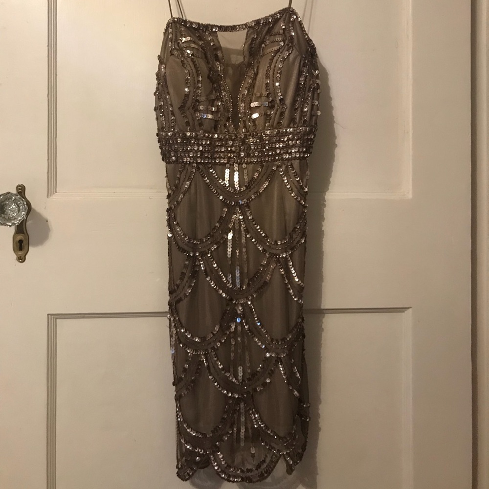 Purple sequin cocktail dress